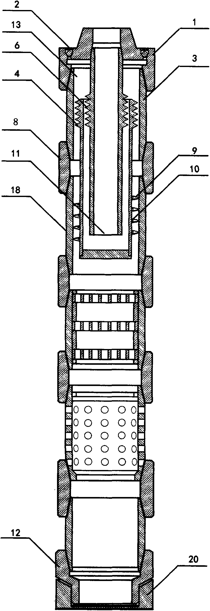 Downhole three-phase separating device