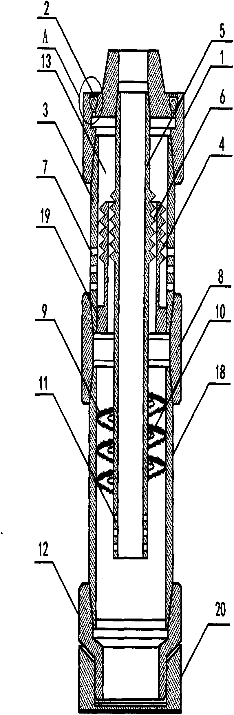 Downhole three-phase separating device