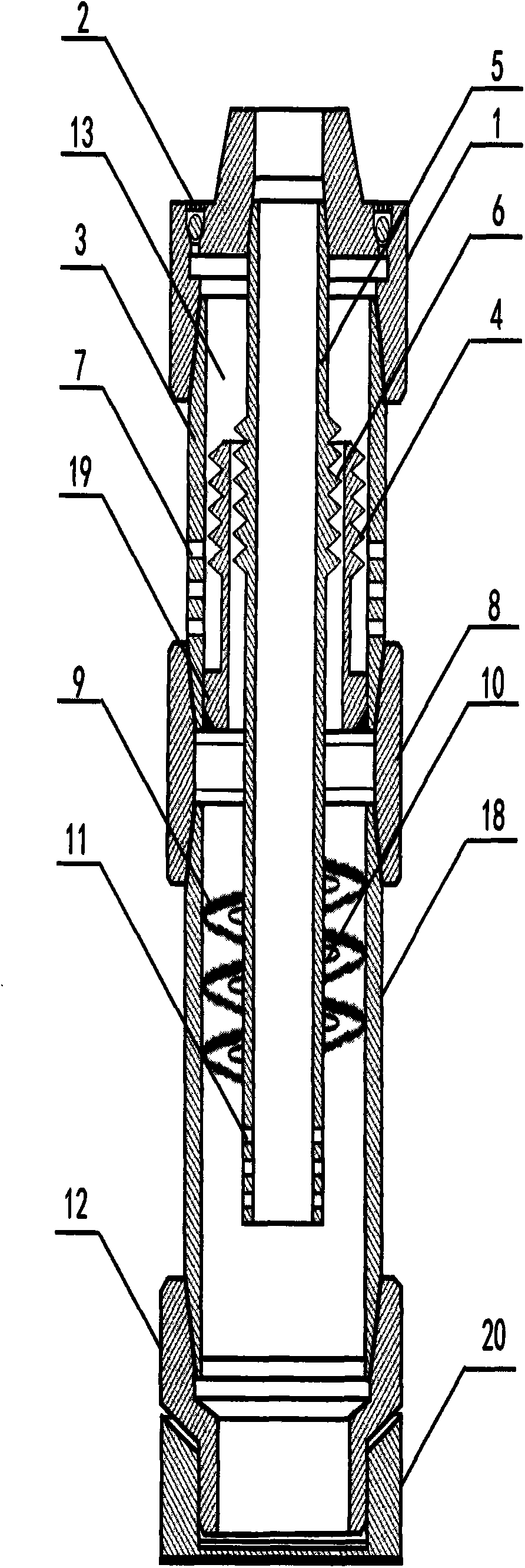 Downhole three-phase separating device