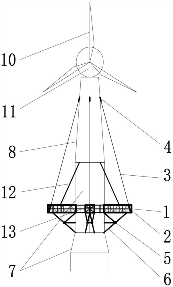 Single-pile offshore floating fan vibration reduction control structure