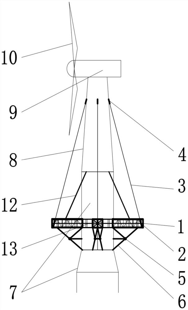 Single-pile offshore floating fan vibration reduction control structure