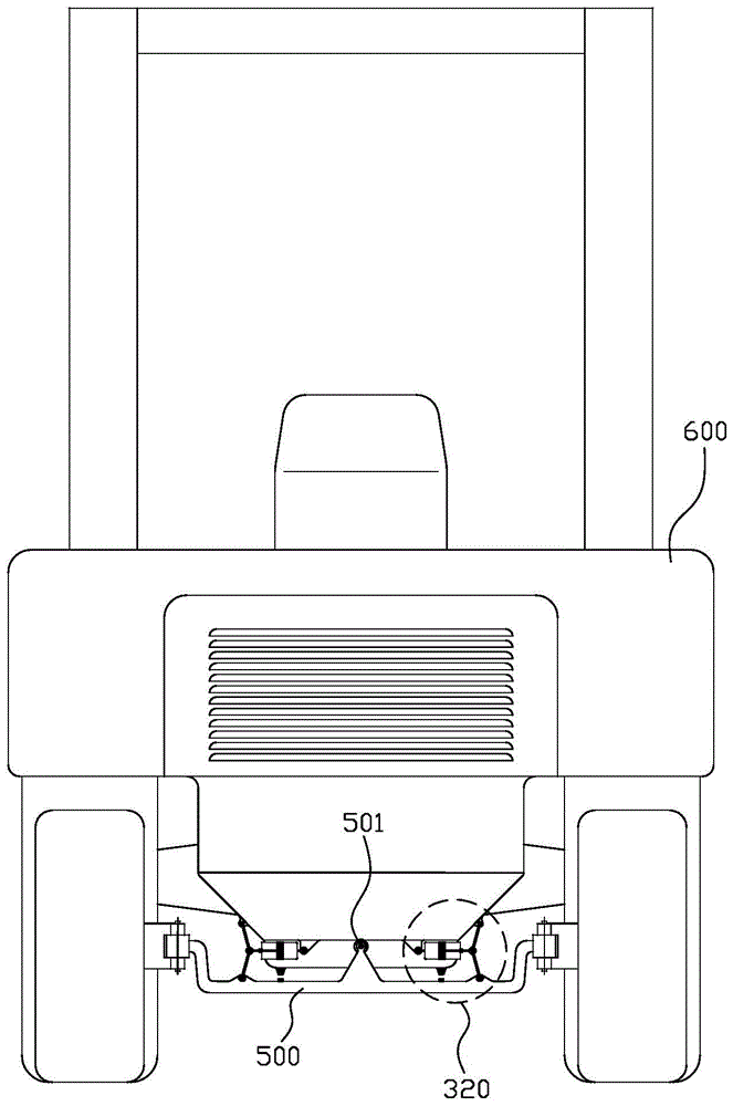 Electronic control system for balance control system of four-wheel counterbalanced forklift