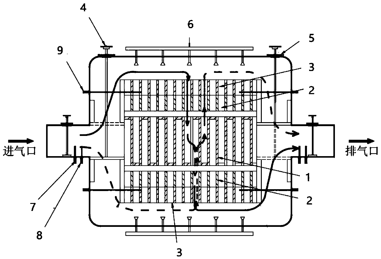 High-power diesel engine pollutant discharge countercurrent catalytic conversion cooperative treatment device with sulfur catchers