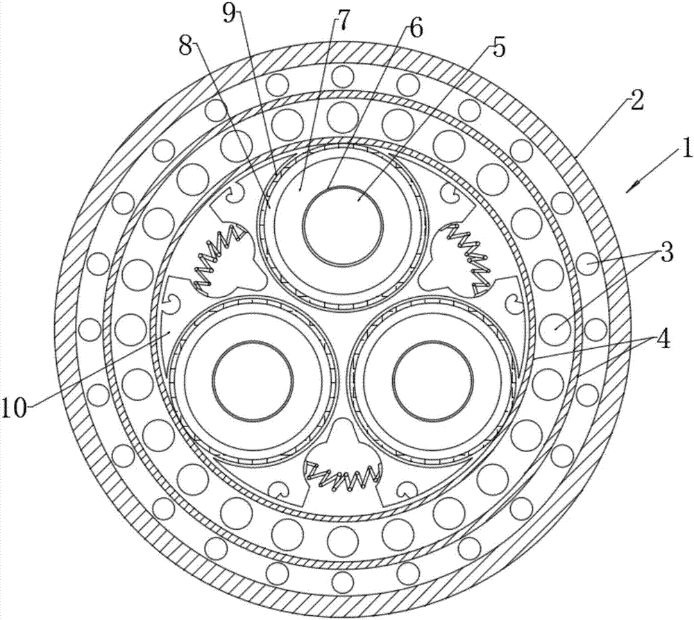 Stable and conveniently assembled and dissembled multiple-conductive-core cable and manufacturing method therefor