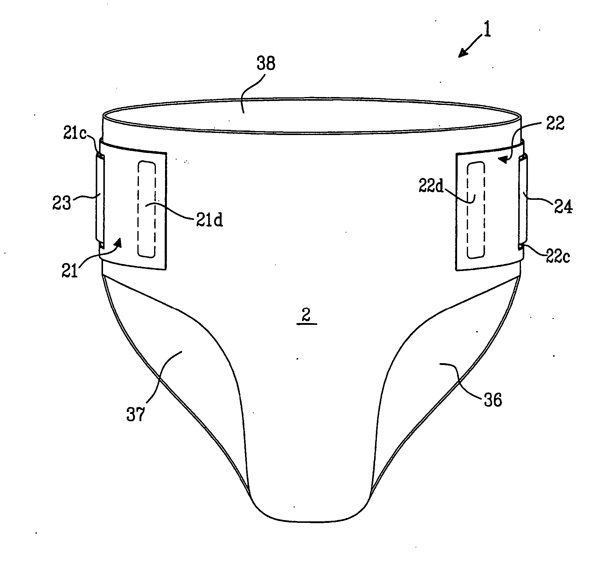 Absorbent article having improved fastening means