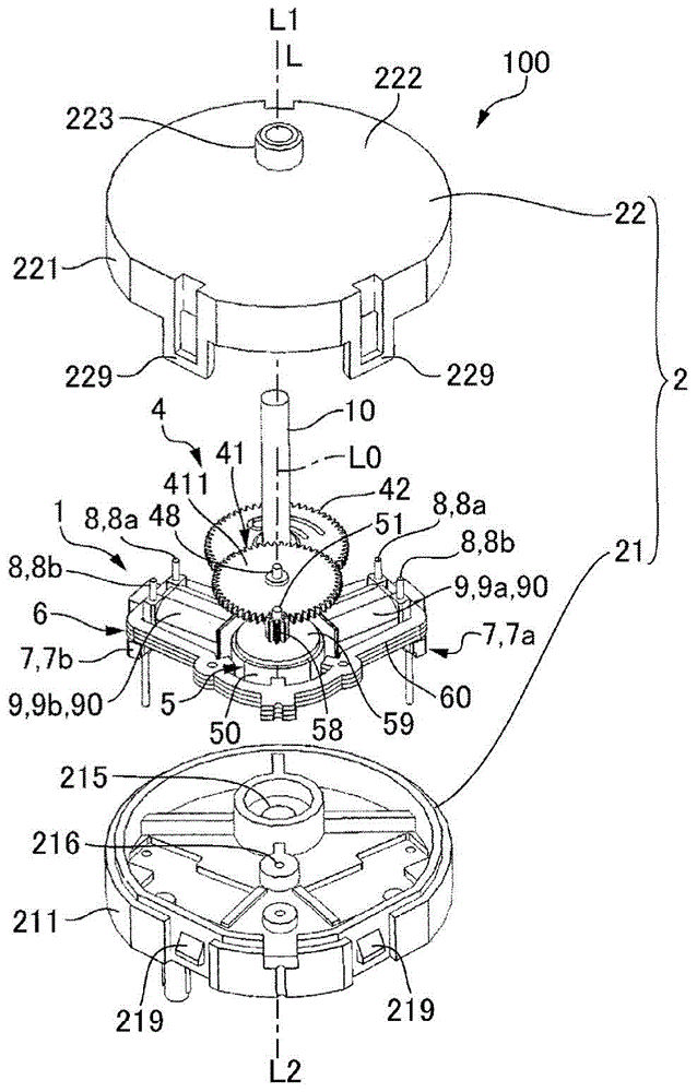 Motor, Motor device and pointer type display device