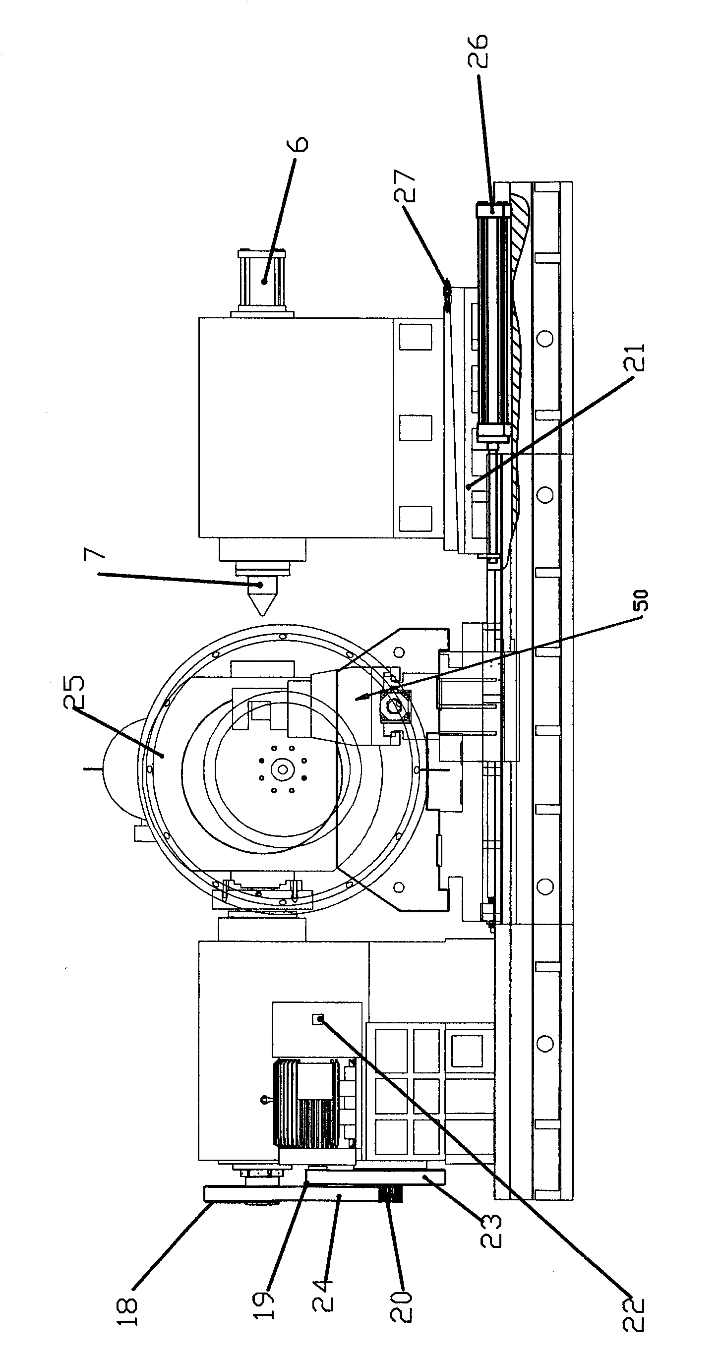 Integrated grinding/turning mechanism of grinding lathe for ball valve bodies