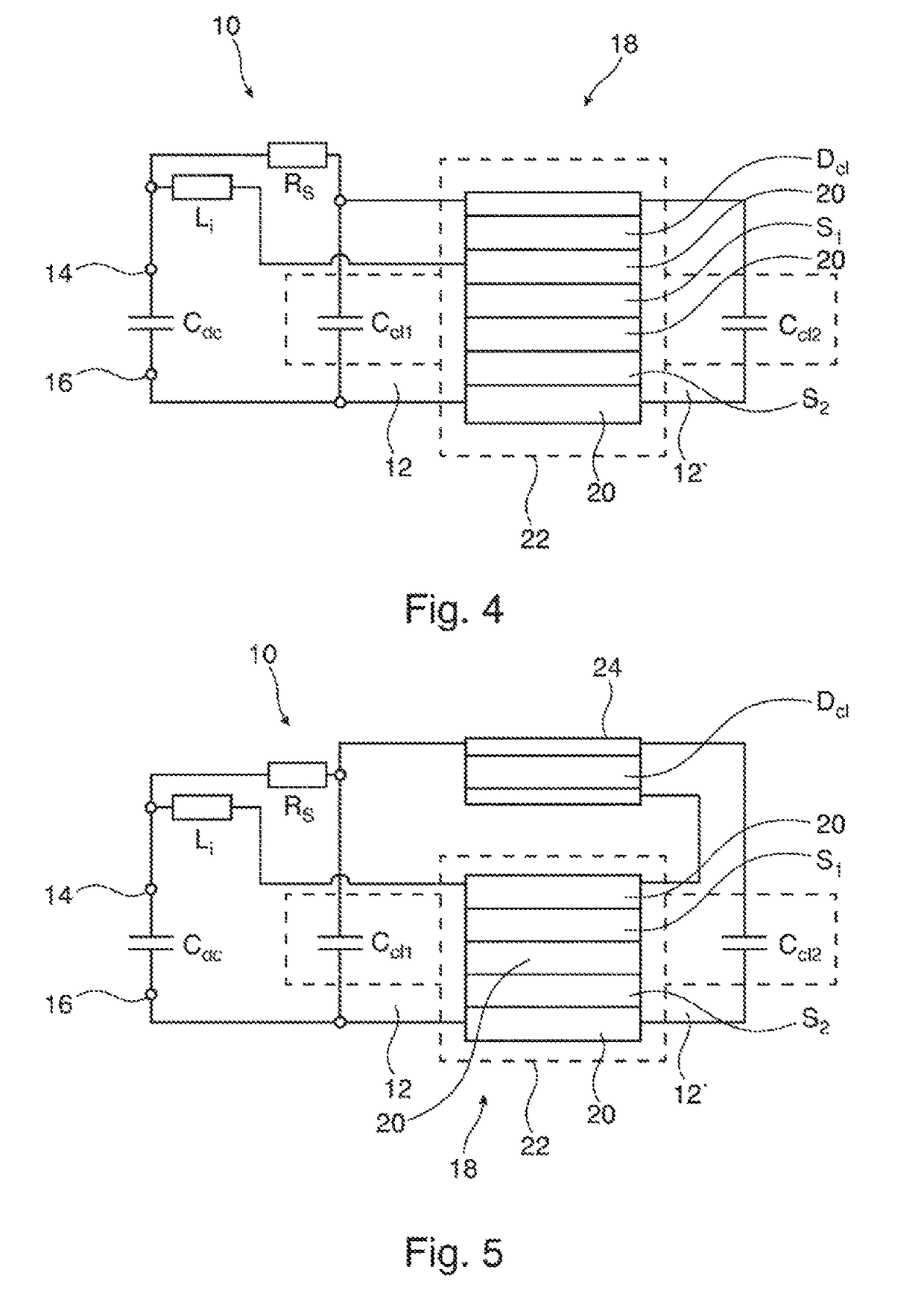 Semiconductor stack for converter with snubber capacitors