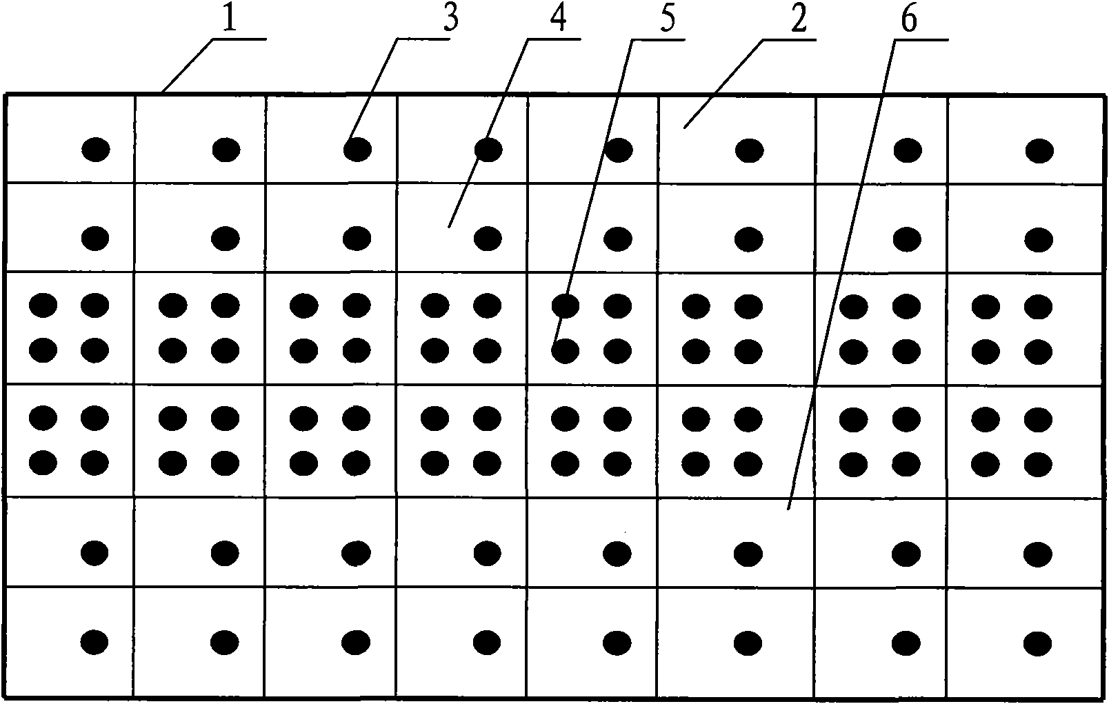 LED display screen composed of pixel points of different densities and display method thereof