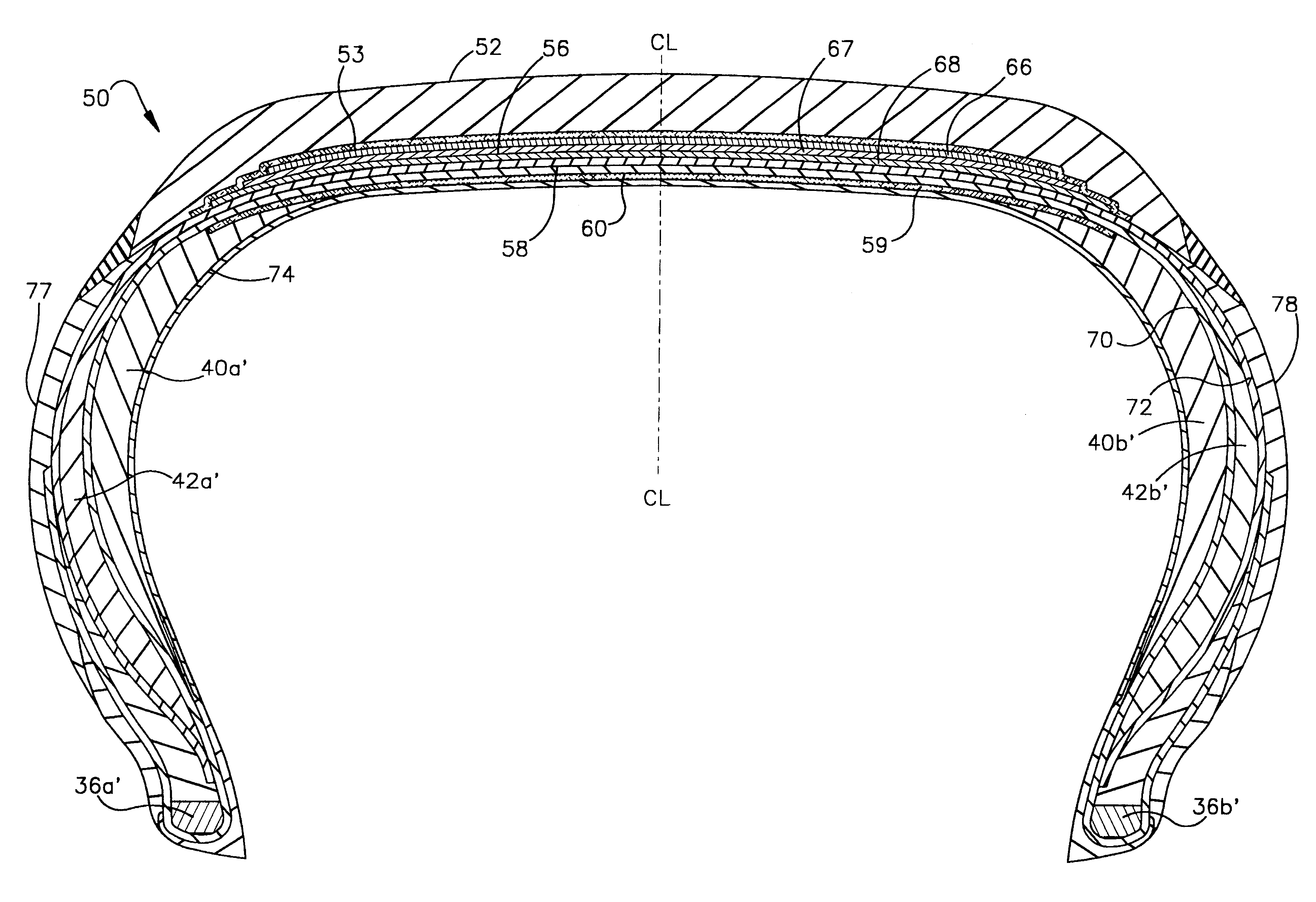 Thread reinforcement means for extended mobility tire