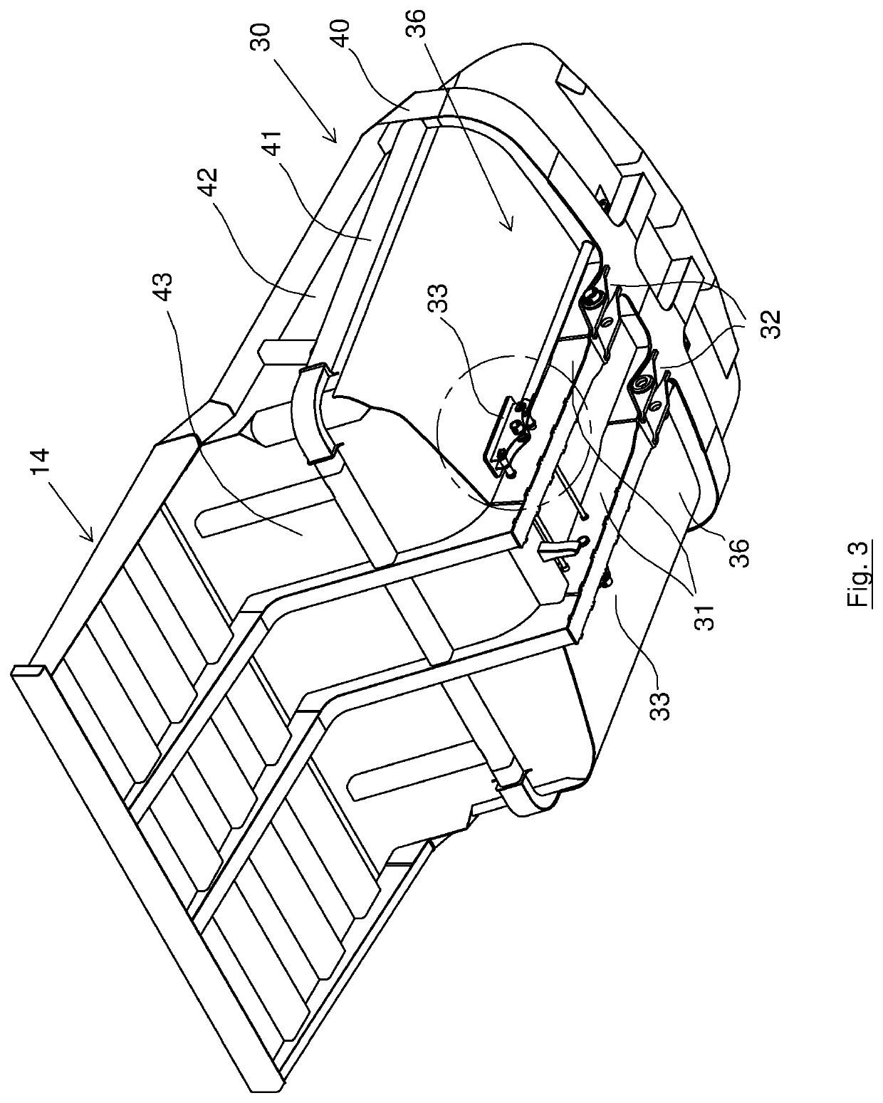 Hoist pivot arrangement for a dump truck