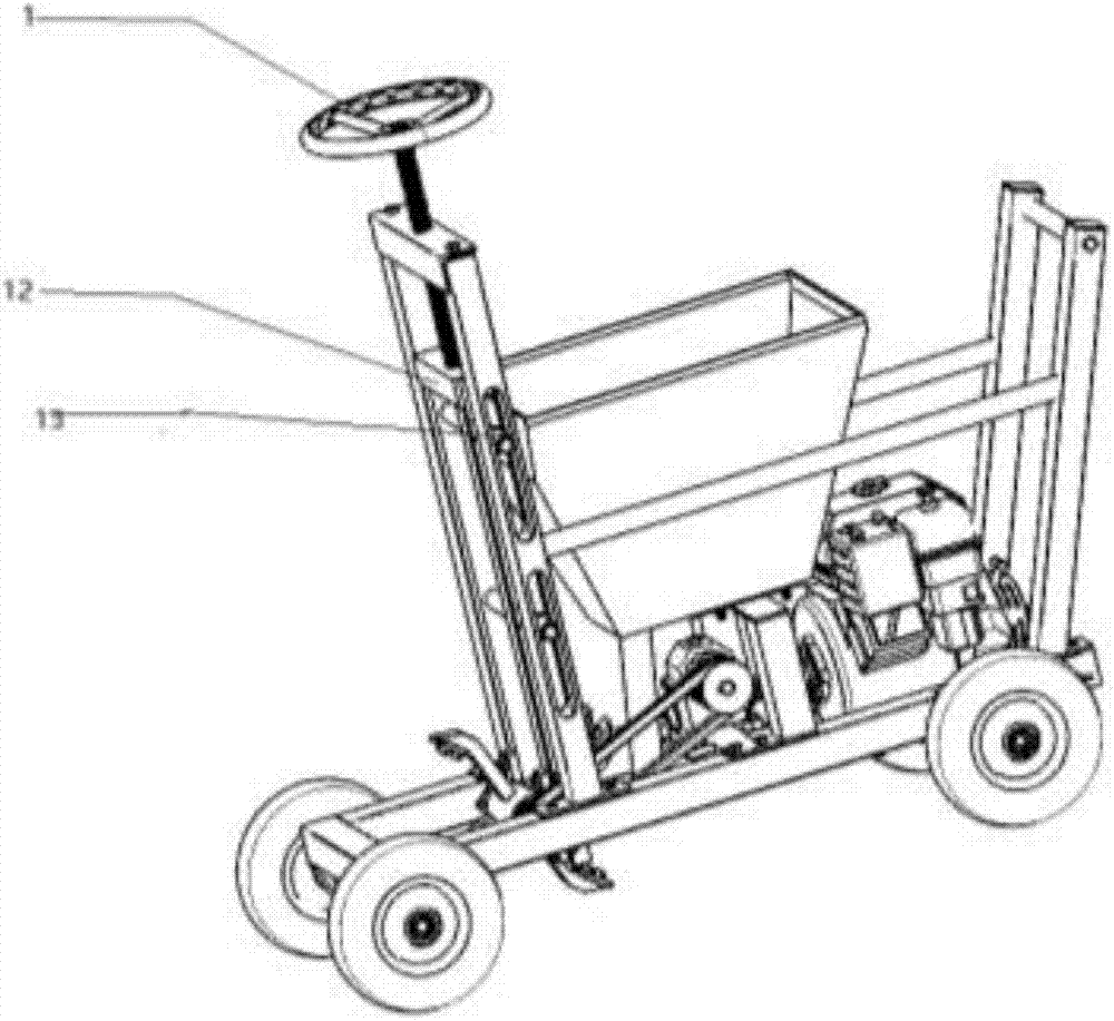 Small ditching and fertilization integrated machine for tea trees