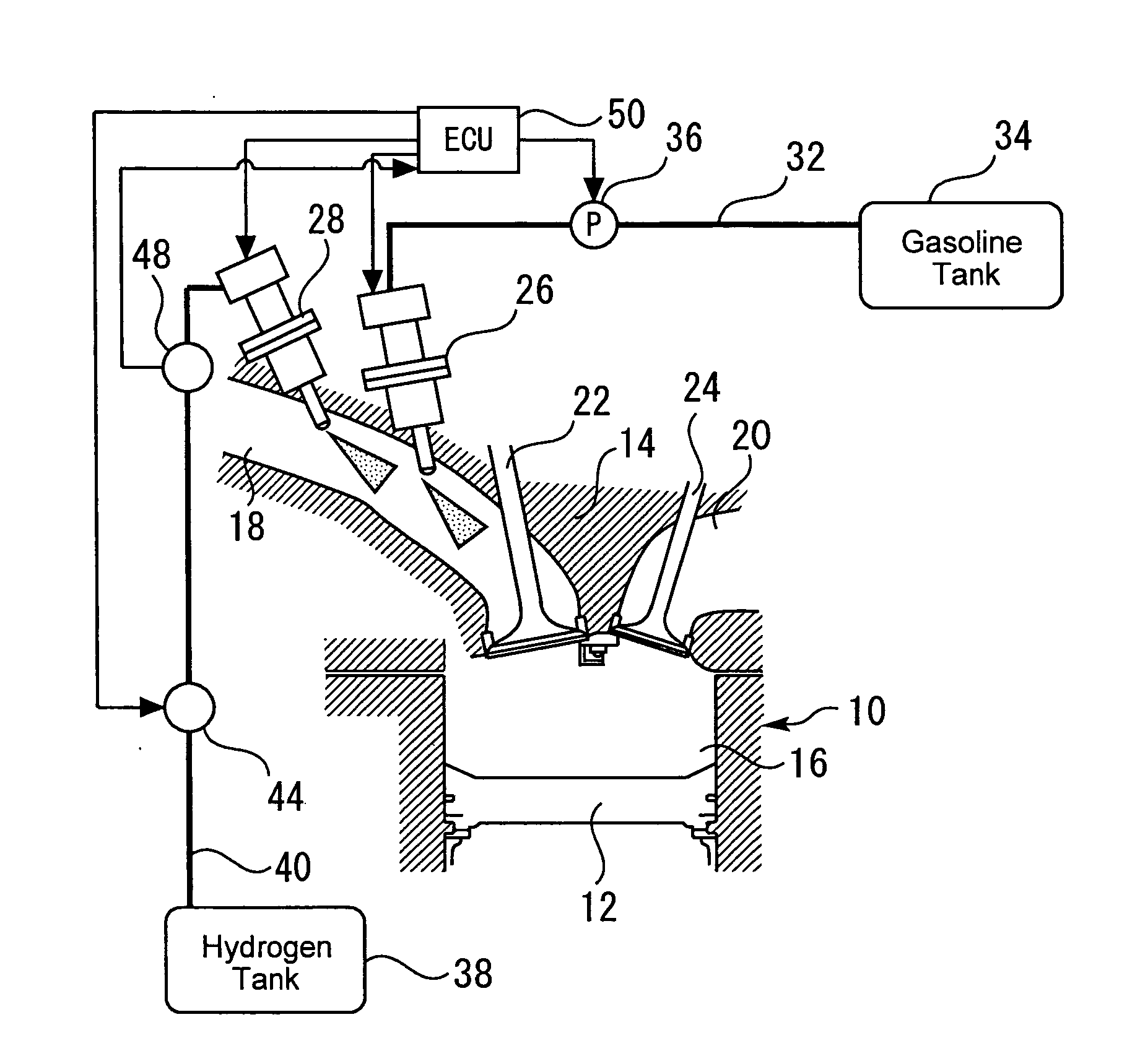 Control system for hydrogen addition internal combustion engine