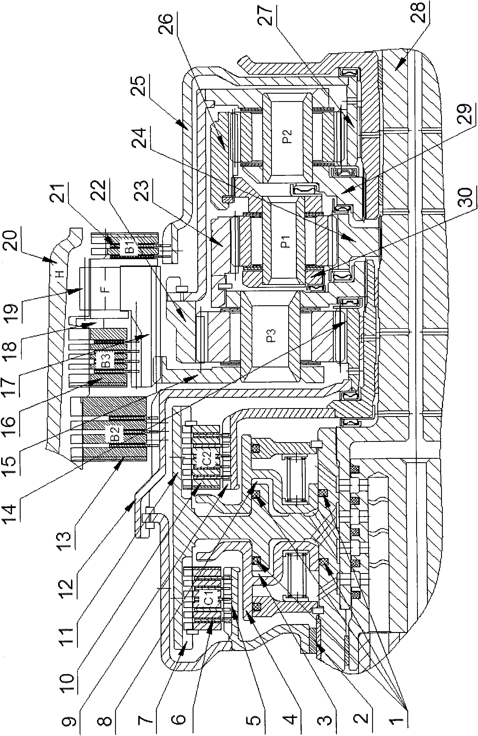 Arrangement of 6AT power drive system