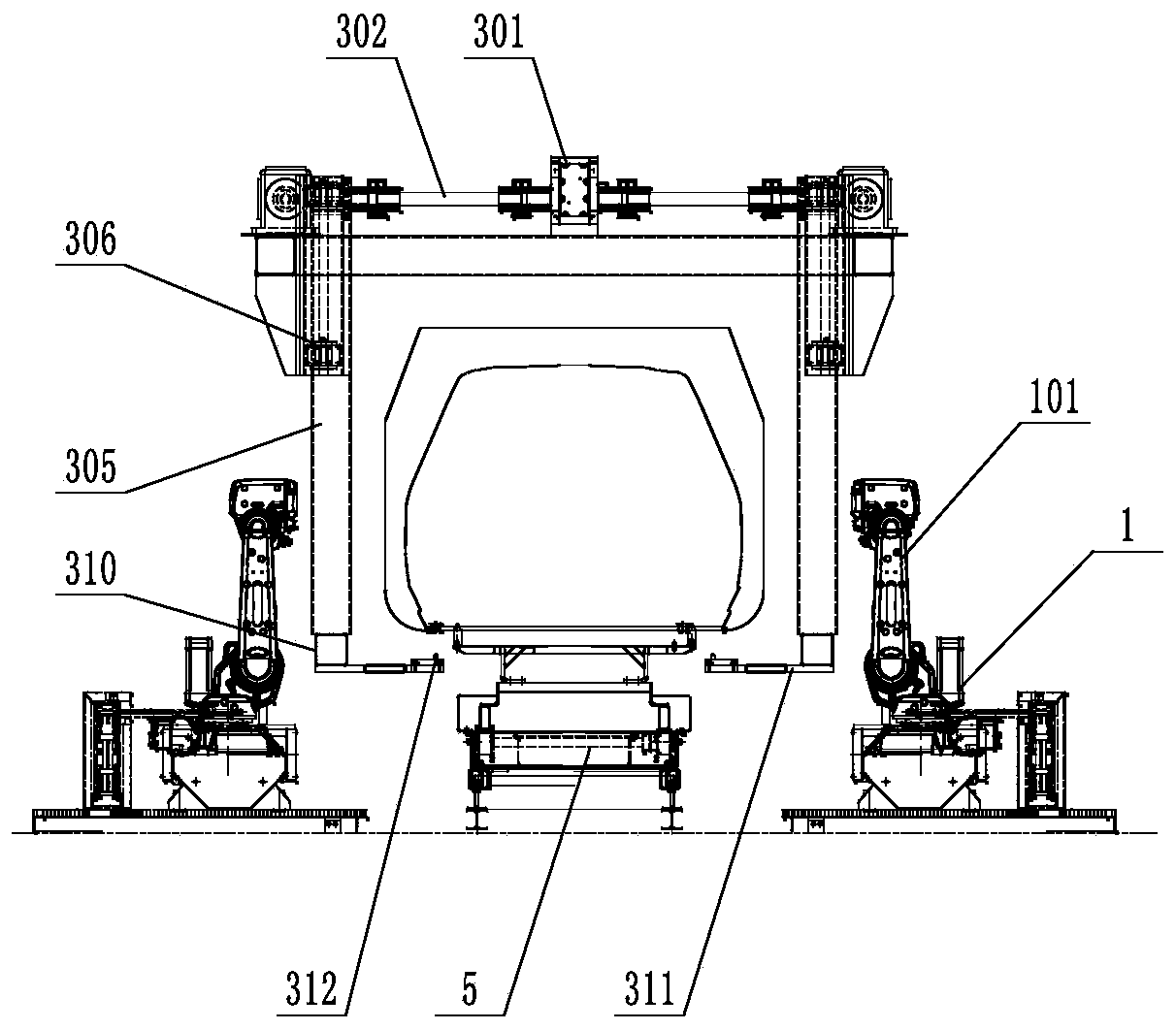 A robot lifting conveyor