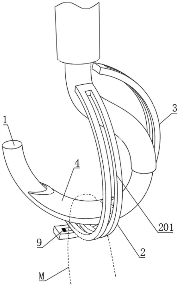 Self-balancing anti-disengagement crane hook with auxiliary hook