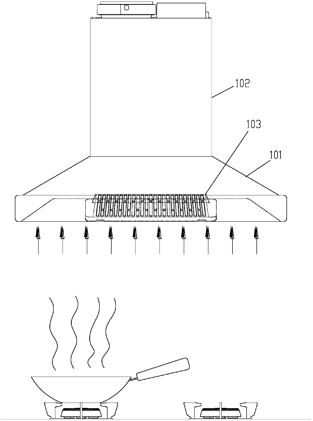 Oil screen device for extractor range and extractor range