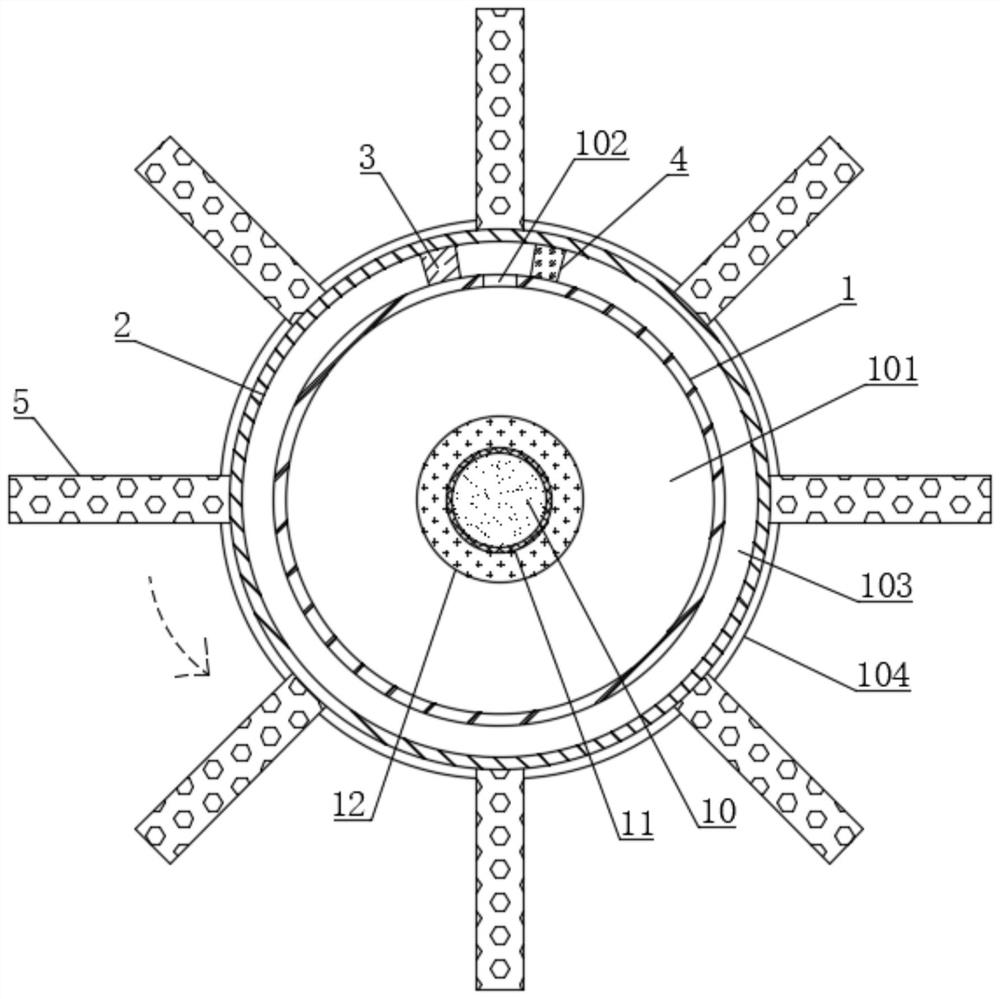 Internal variable pressure autorotation type water body bioremediation device