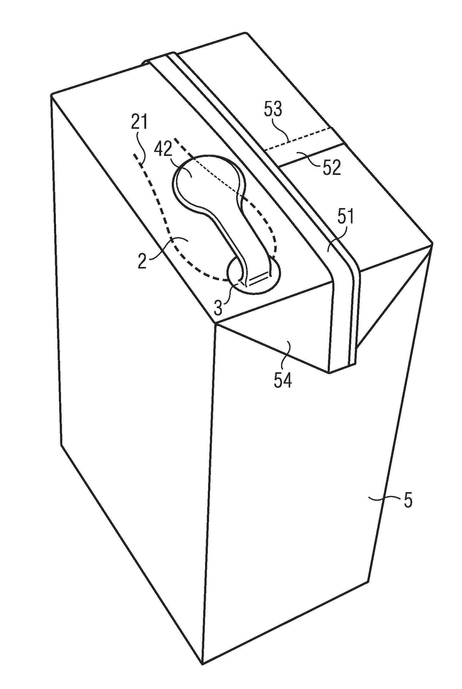 Package material blank, package with such device and method for manufacturing an opening device