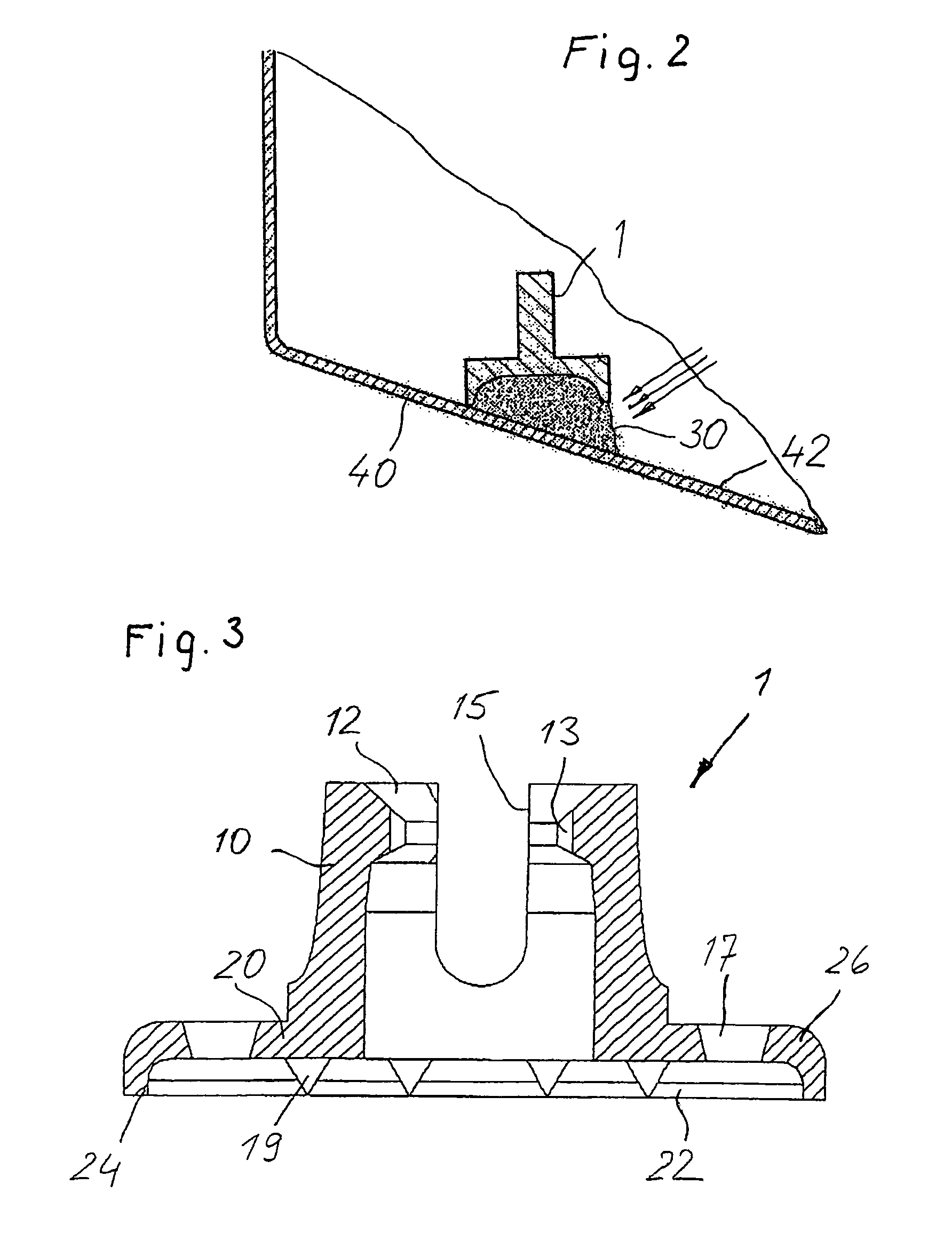 Joining element and method for its attachment on a surface