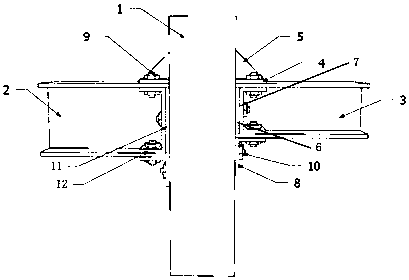 Connection structure and installation method of box-shaped steel column and unequal-height I-shaped steel beam