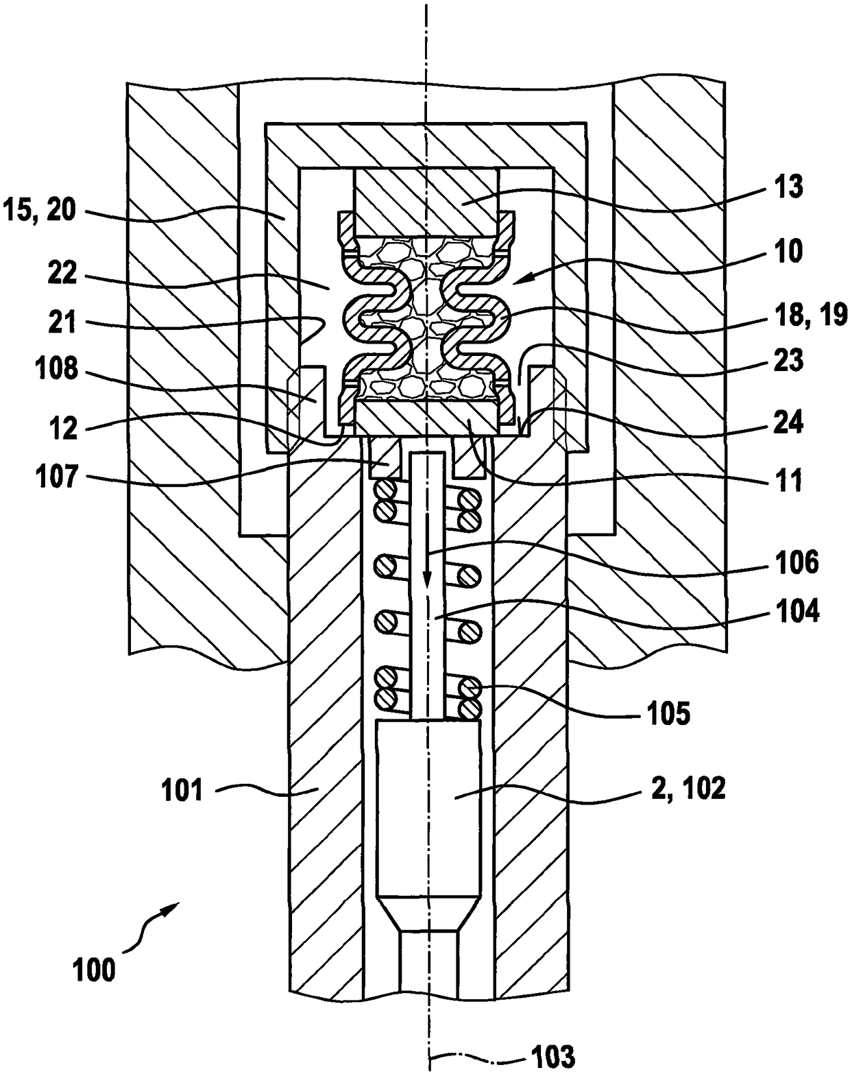 Damping device and gas injector with a damping device