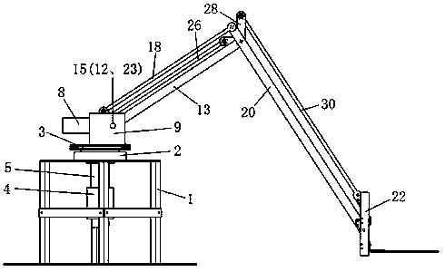 Four-freedom-degree hybrid driving mechanism type forklift robot