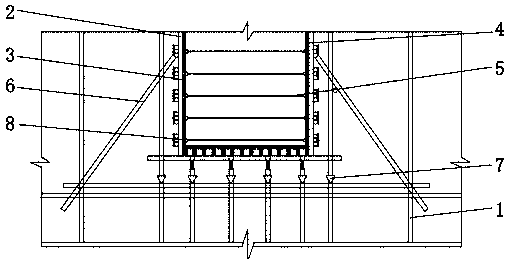 Preloading water tank and technology of huge open-frame girder steel tube full support