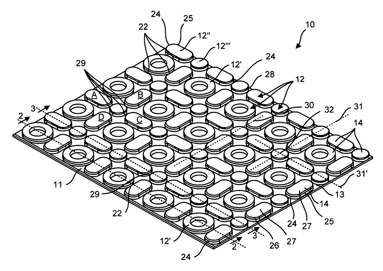 Universal tile installation mat for uncoupling floor or wall tiles set in mortar from a support surface