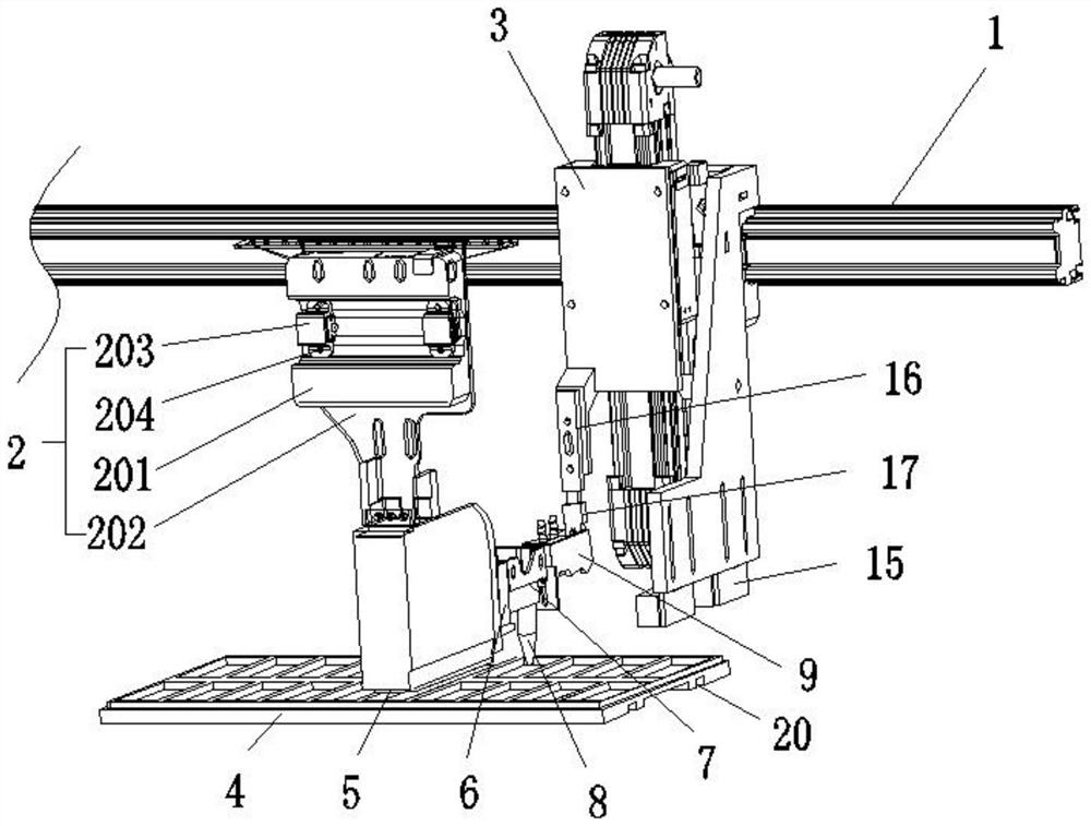 Dropping, dyeing and sealing equipment with two matched mechanical arms