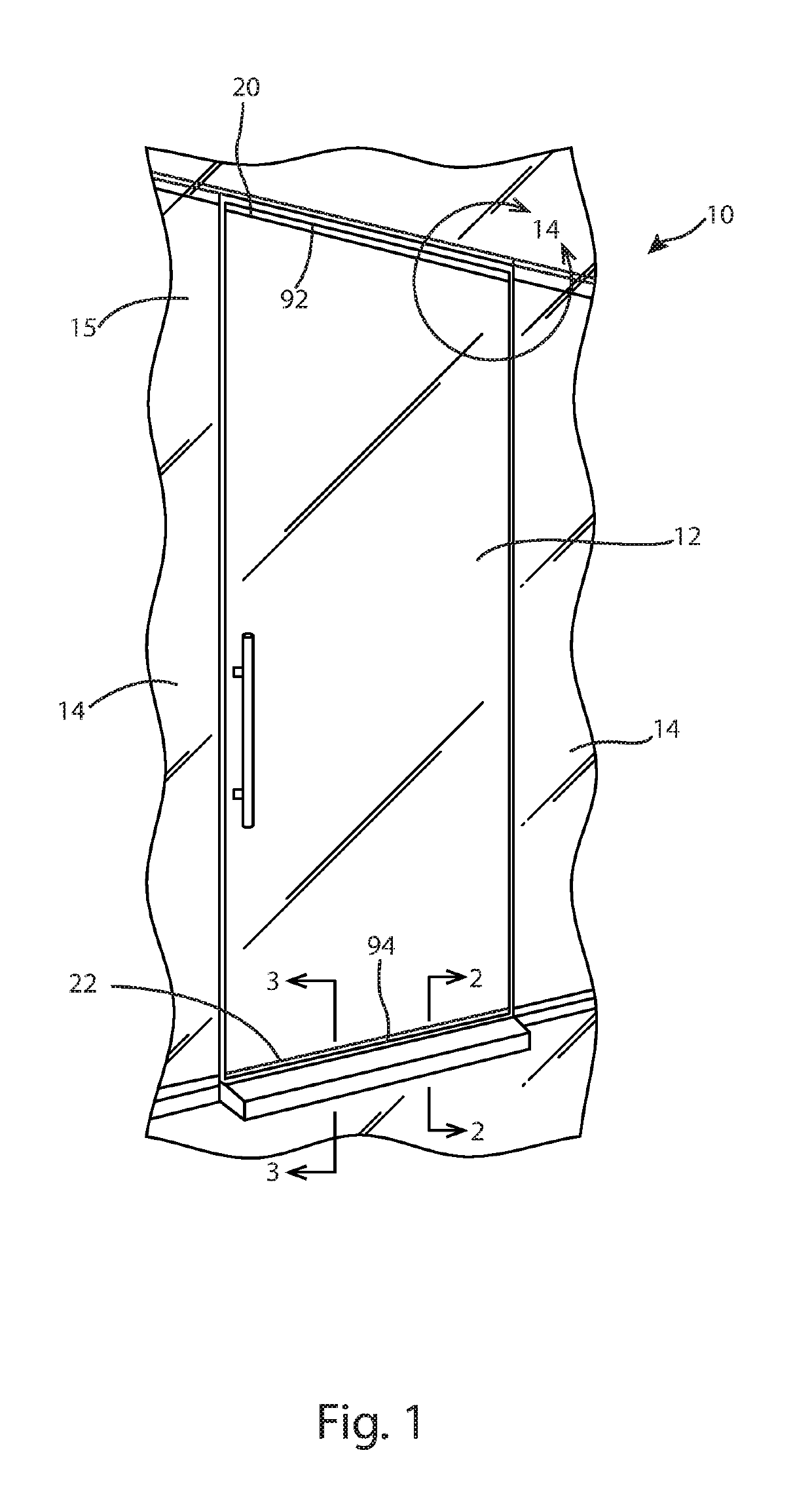 Shower door system with gravity hinge