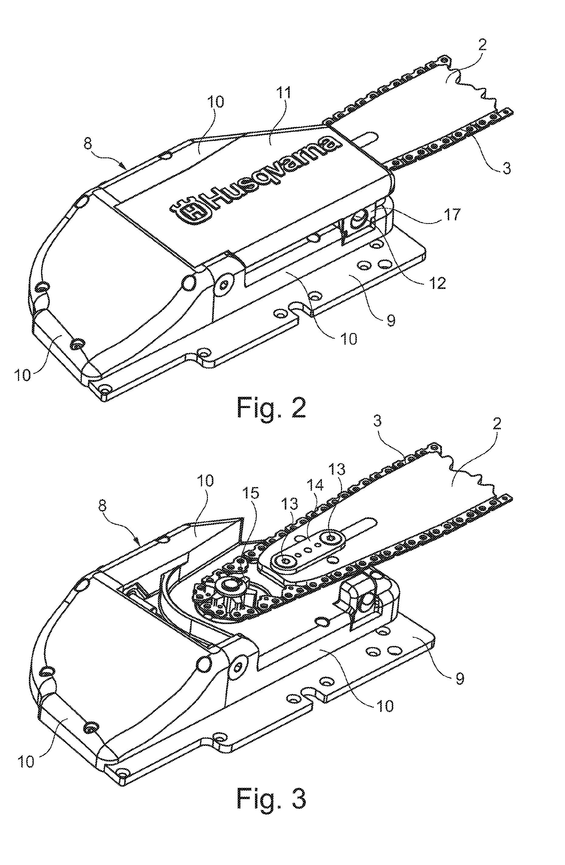 Quick-action chain tensioning device for a chainsaw, and such mechanism and method