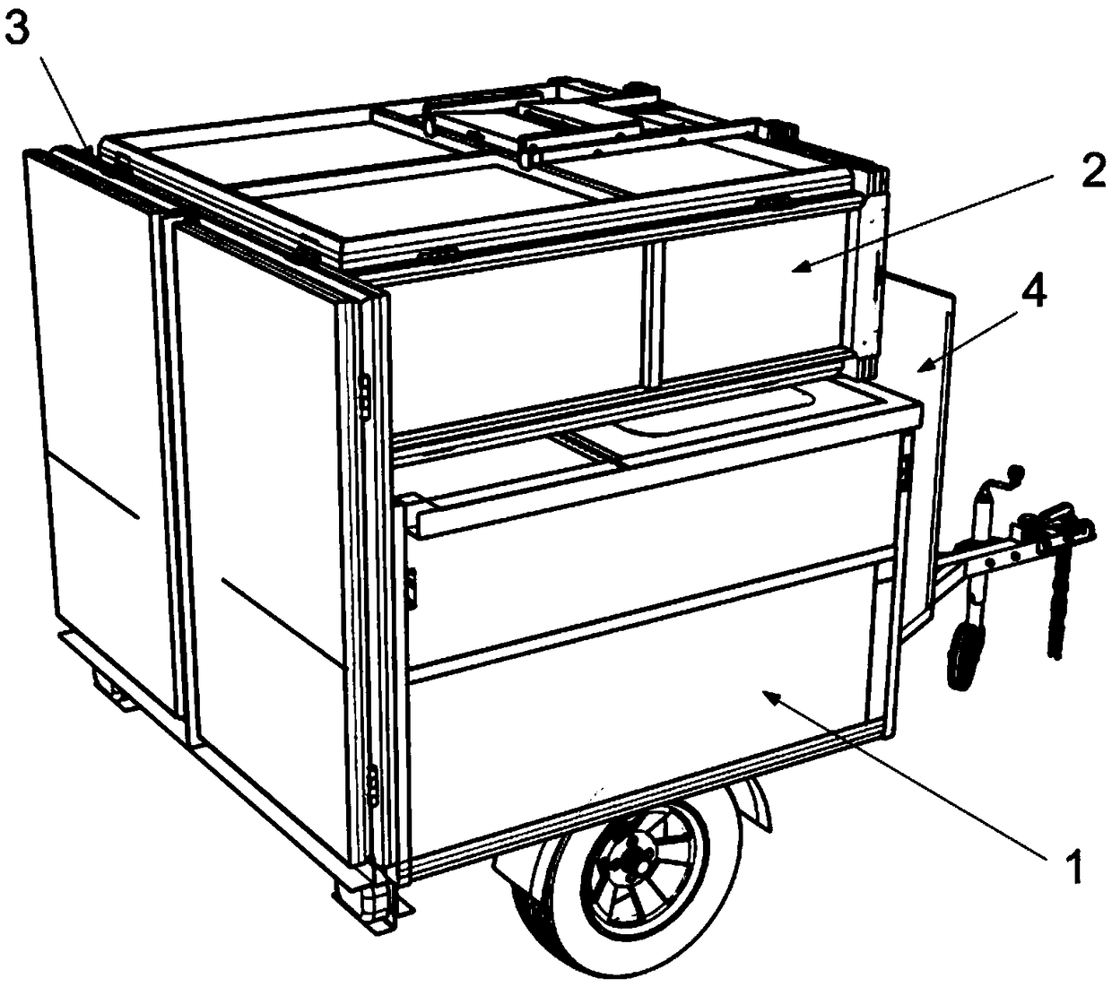 Inflatable composite board, folding container and recreational vehicle