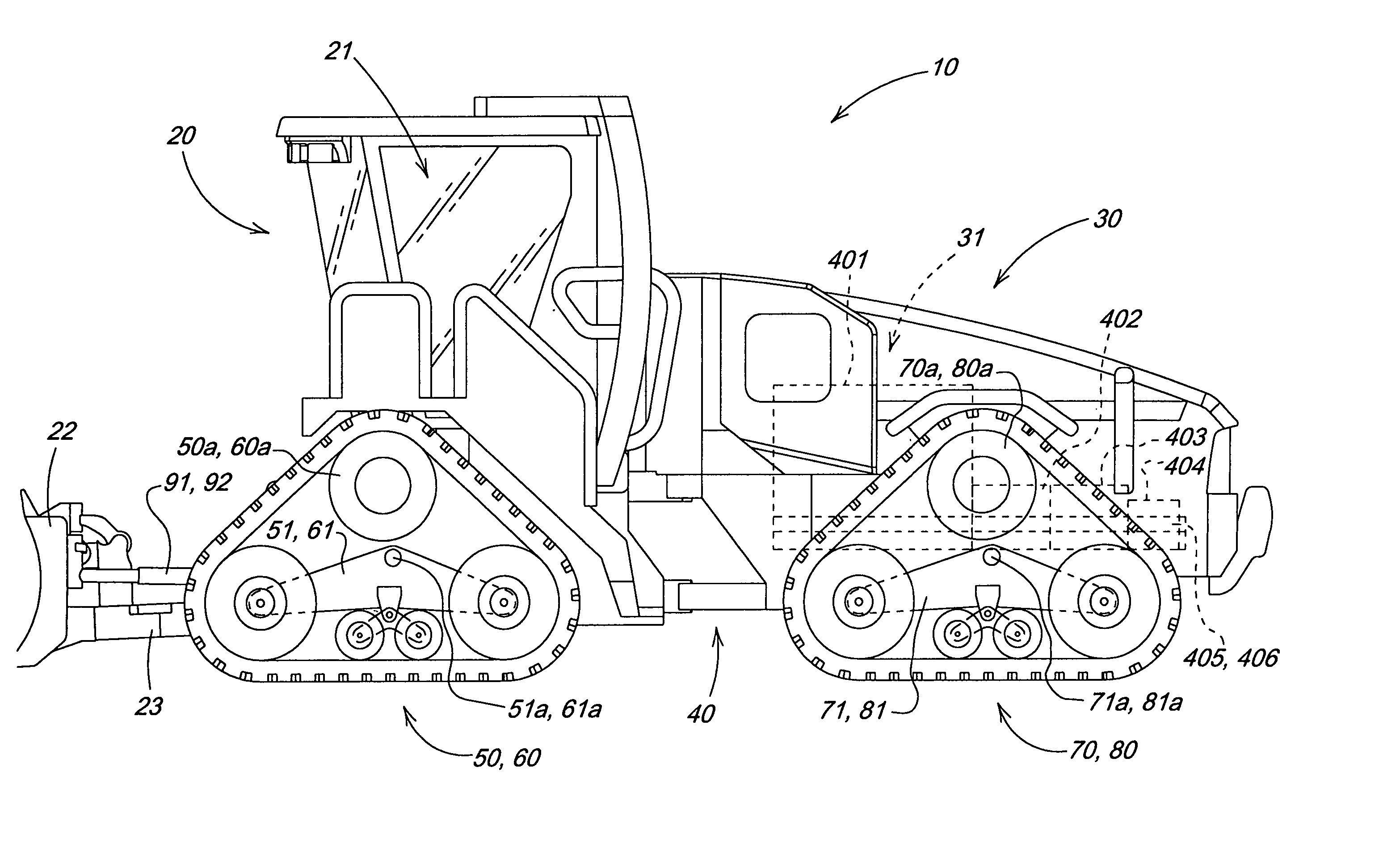 Articulated crawler tractor