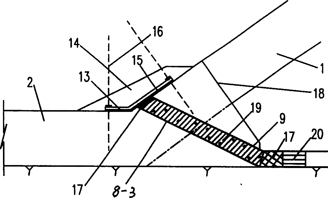 Back ward water draining system of face plate rock-fill dam dam body and its construction method