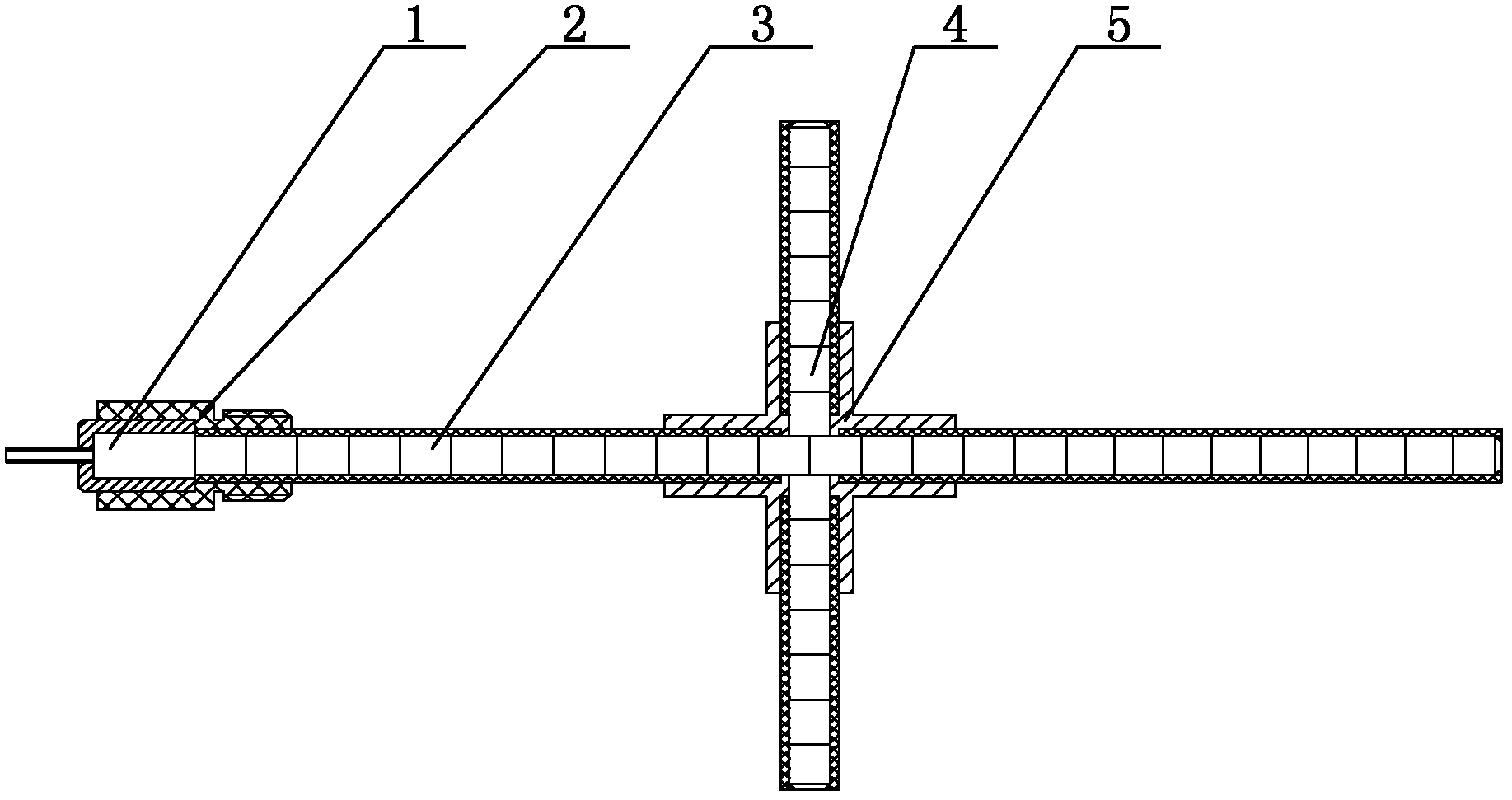 Spatial cross central explosion tube