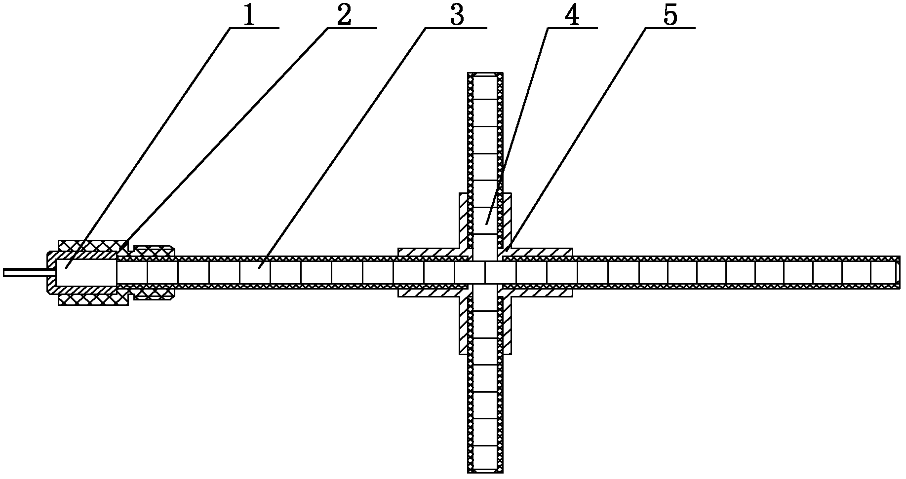 Spatial cross central explosion tube