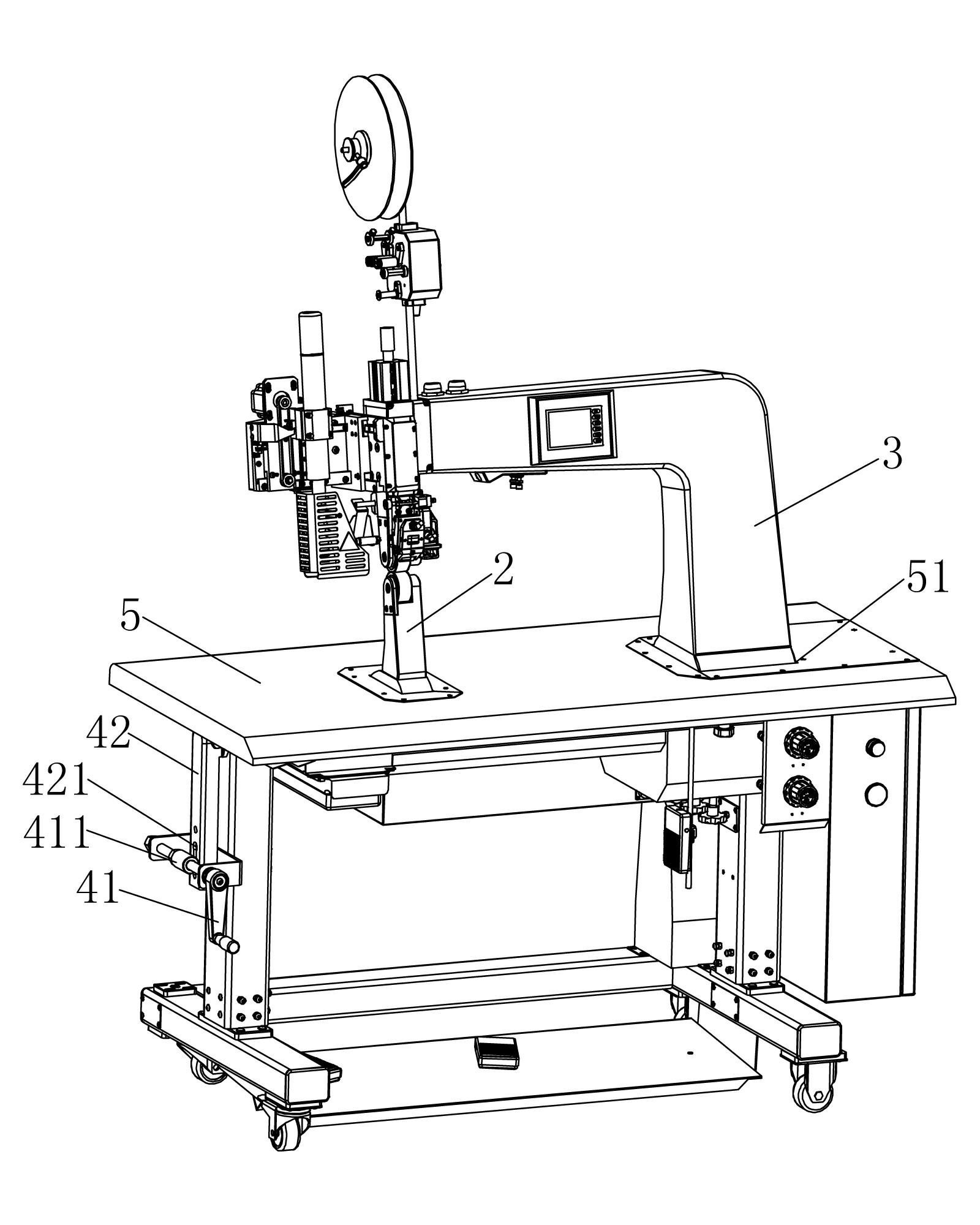 Rotating structure of bevel gauge and lower prop of hot air seam sealing machine