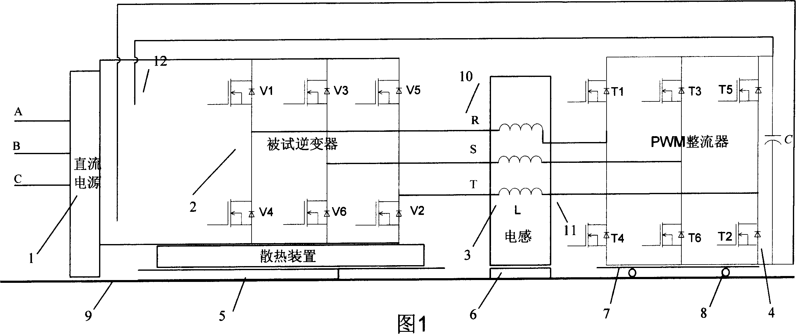 Inverter energy current cycle test device