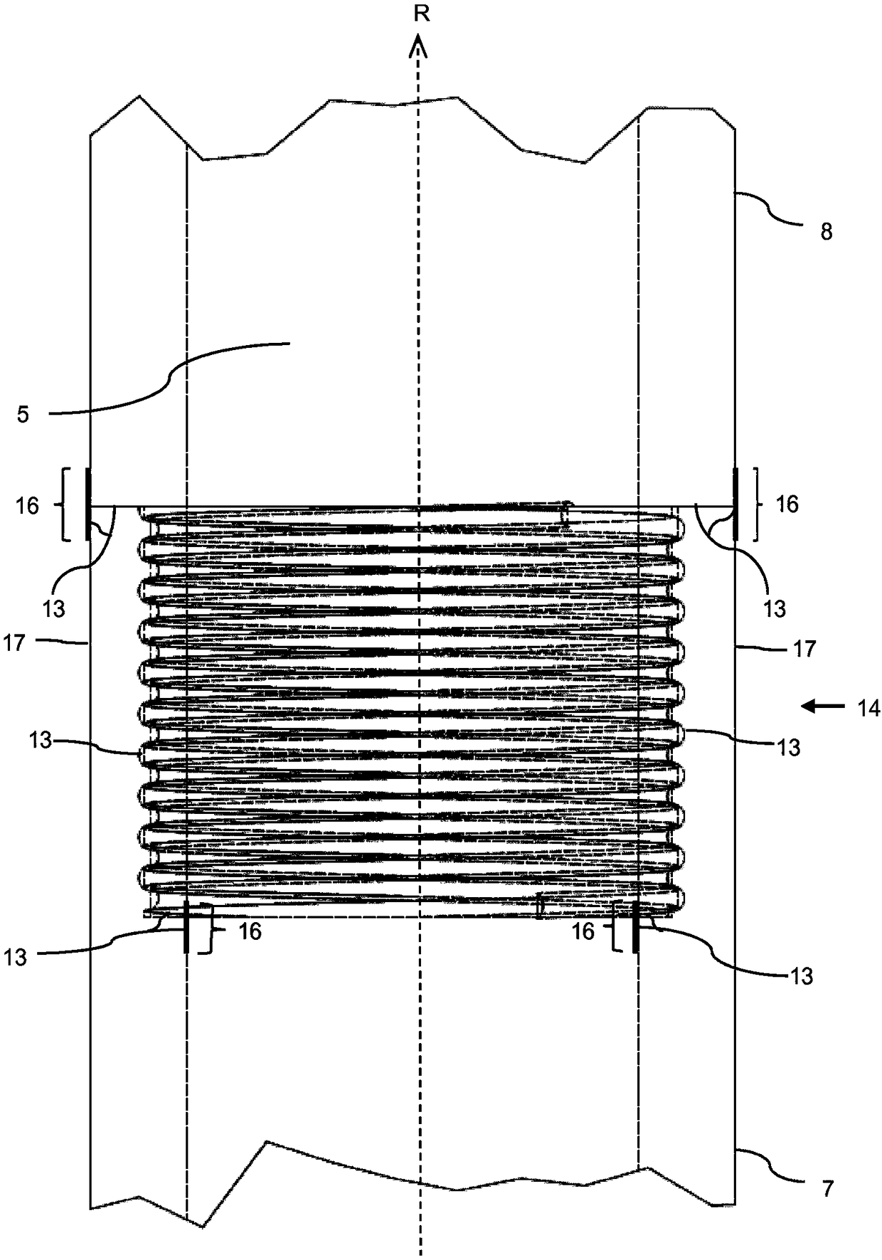 Filter element for filtering exhaust gases or process gases, and method for producing such a filter element