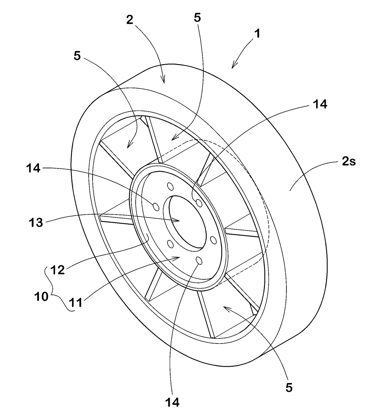 Airless tire and hub for airless tire