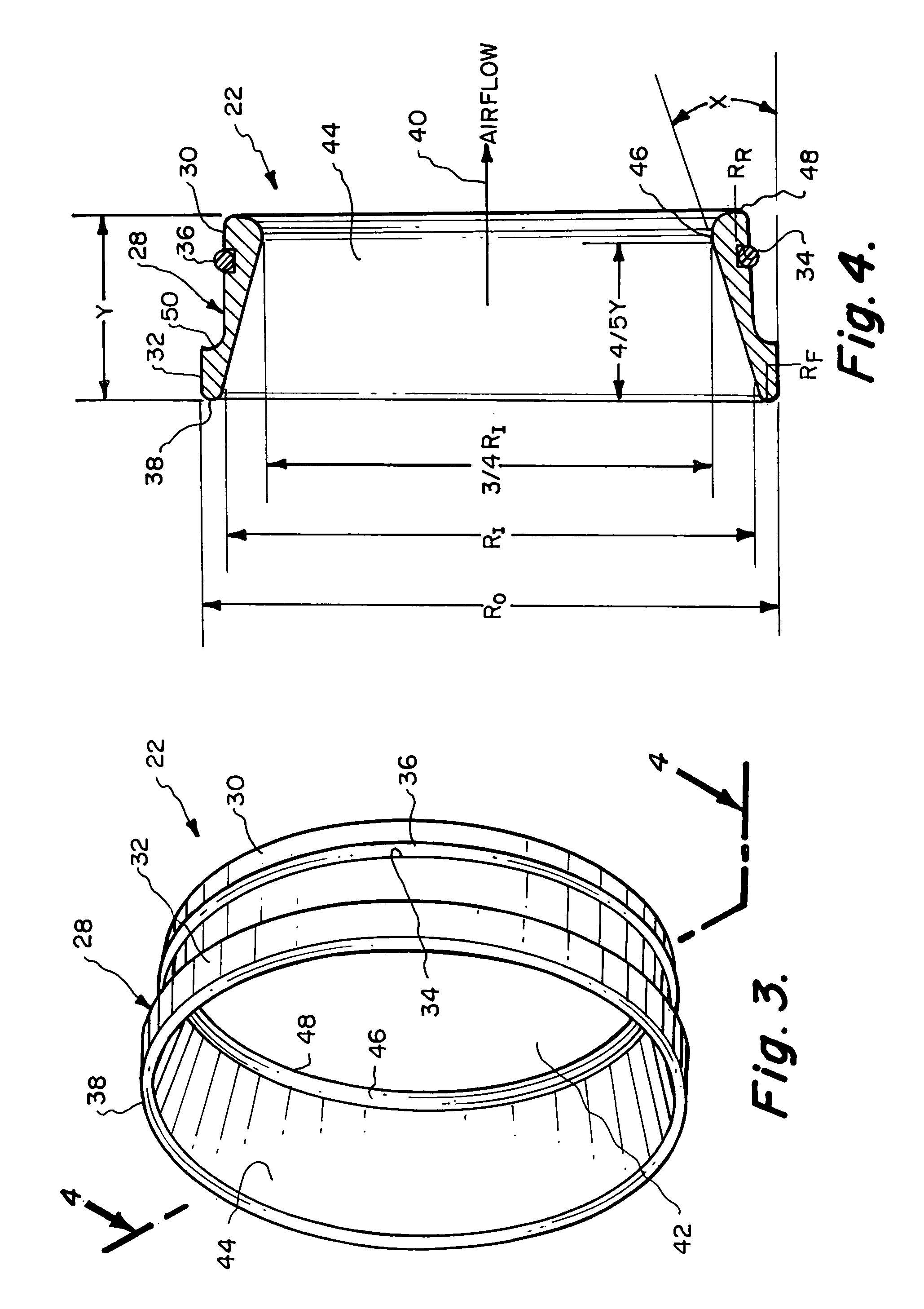 Ring insert for an air intake conduit for an internal combustion engine