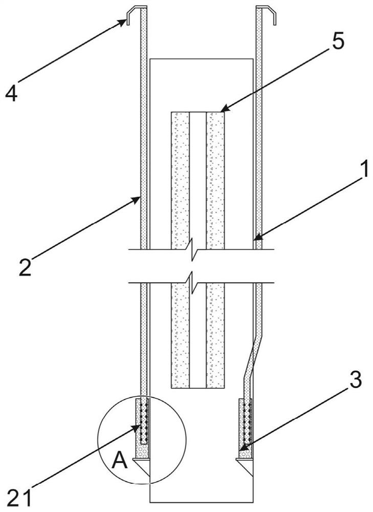 Combined pile type structure and construction method for treating insufficient bearing capacity of deep foundation pit construction pile by adopting combined pile type structure