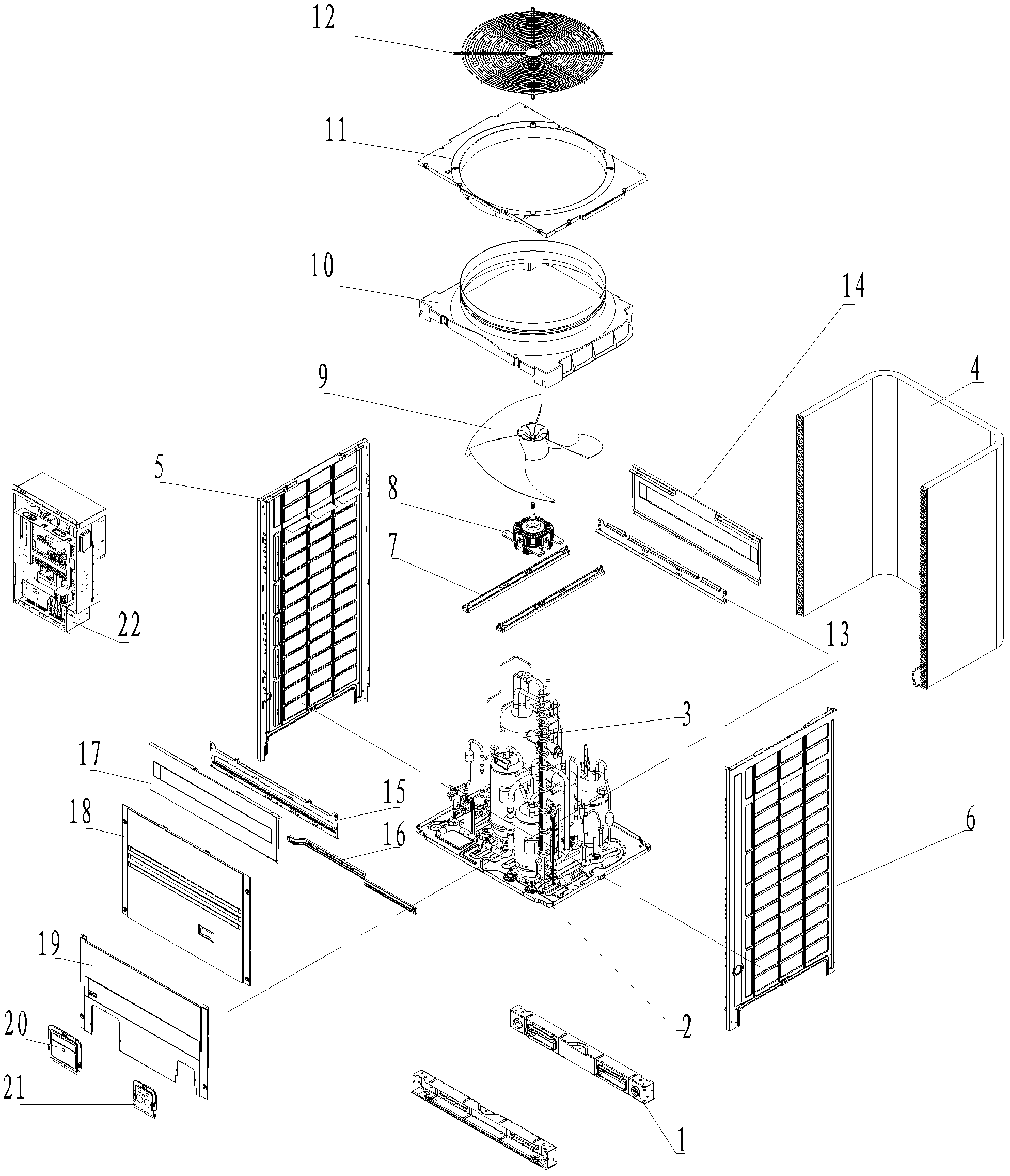 10-horsepower variable-frequency multi-connection central air-conditioning unit