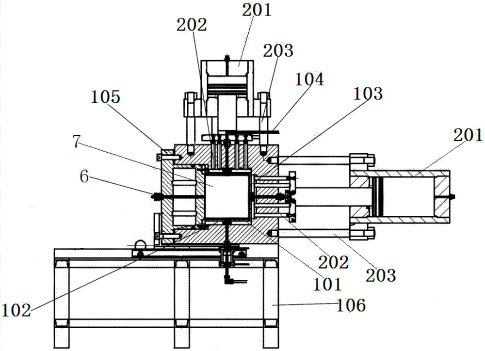 Device for simulating crack initiation and evaluating fissured flow under true triaxial stress