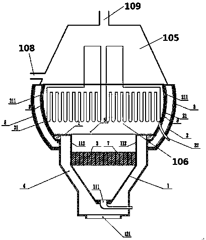 A gas evaporator with radially changing distribution density at the evaporating end