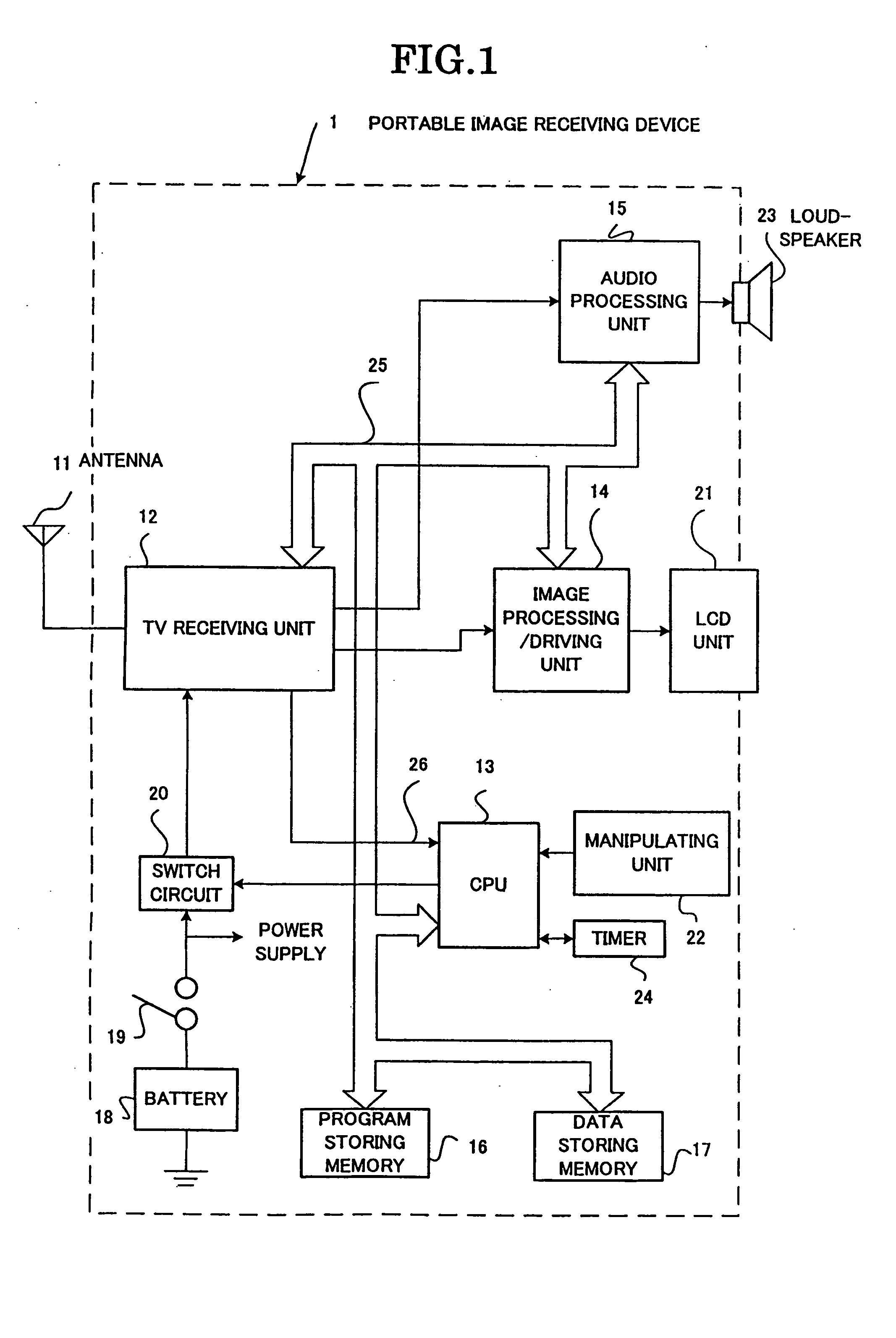 Portable image receiving device