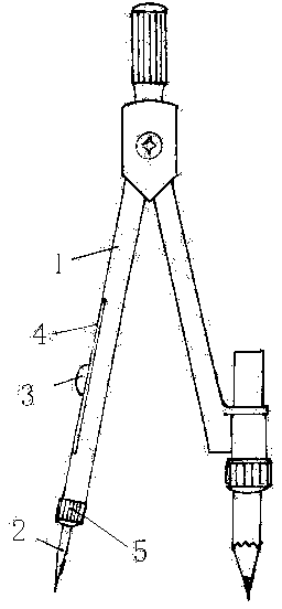 Compass with telescopic fixed needle