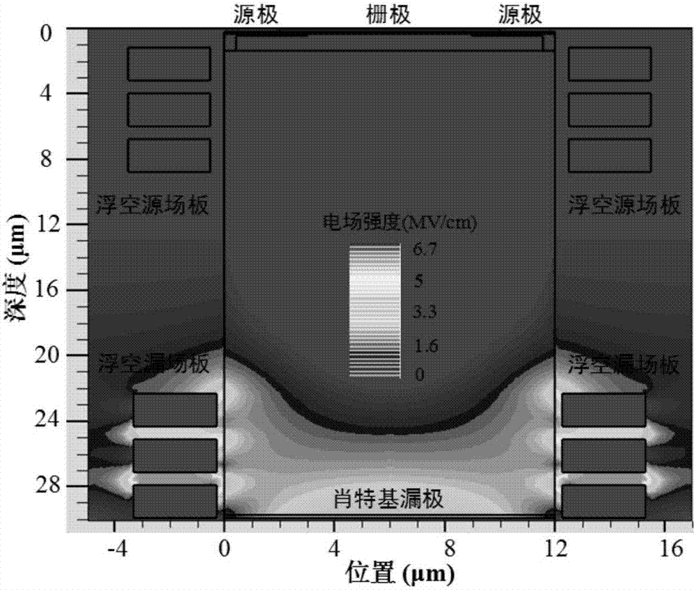 Floating source field plate and floating drain field plate-based vertical type heterojunction field effect device