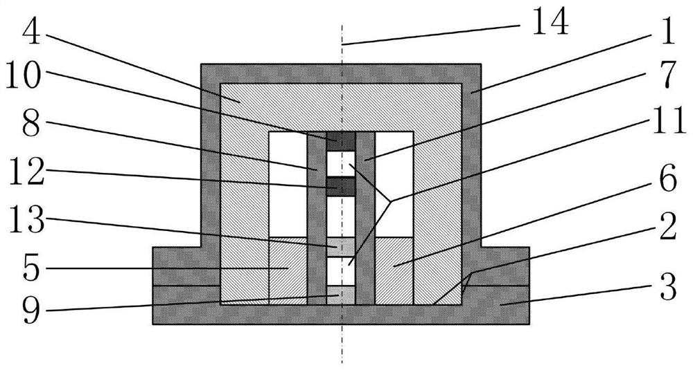 Magnetohydrodynamic linear vibration sensor with runway type structure